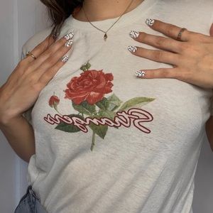 Vintage-Inspired Rose Graphic Tee “Stranger”